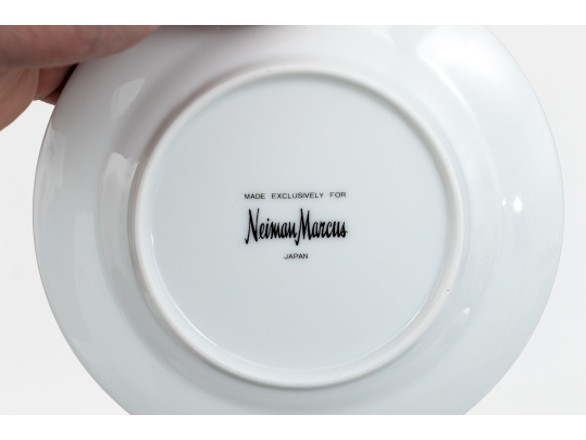 Set Of Twelve Neiman Marcus Faux Malachite Finished China Plates