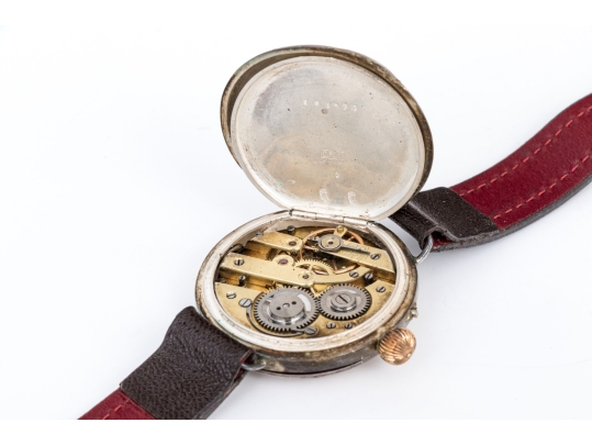 Antique 935 Silver Handsome Demi-hunter Converted Lever Set Pocket To Wristwatch