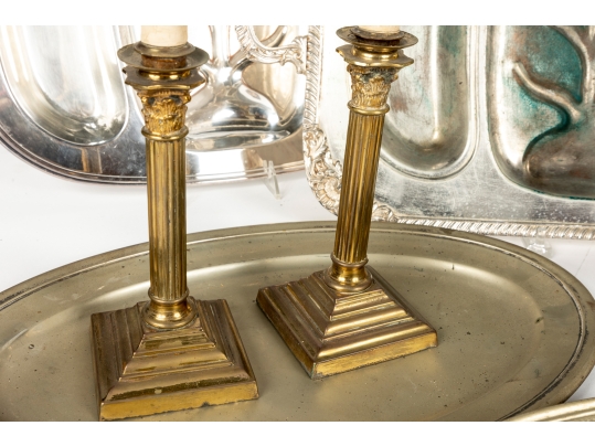 Collection Of Silver Plate And Brass Items