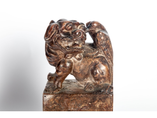 Vintage Carved Soapstone Asian Foo Dog Bookends
