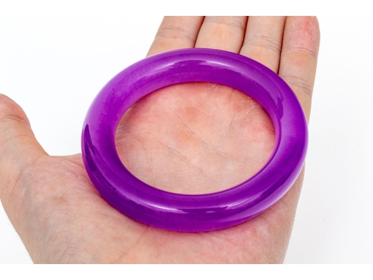 Purple Jade Small Diameter Slip On Bangle Bracelet, See Conditions