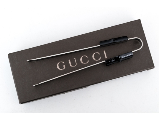 Gucci Contemporary Steel Ice Tongs, Bamboo Motif, With Box