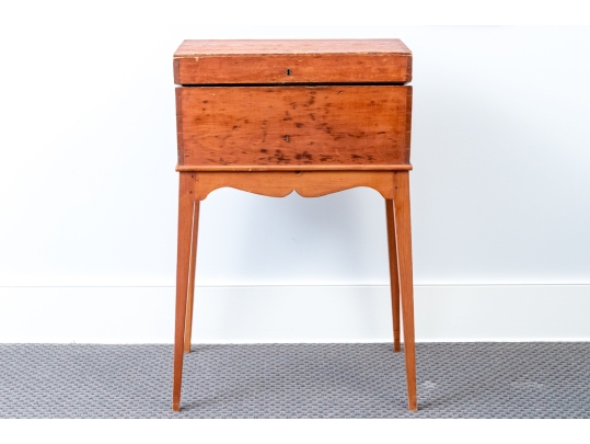 Antique Hinged Lap Desk Affixed On Stand