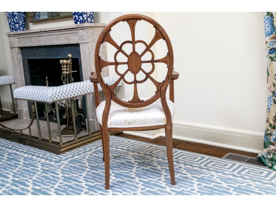 Quality Hepplewhite Style Painted Medallion Back Armchair