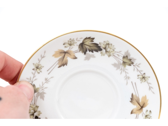 Set Of Four English Royal Doulton “Larchmont” Demitasse Cups And Saucers