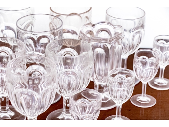 Assembled Twenty-Six Piece Flint Style Glass Goblets