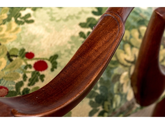 Pair Of Custom Upholstered Mahogany Swan Neck Armchairs