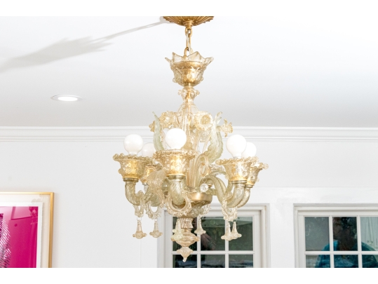 *Quality Murano Or Murano Style Hand-blown Glass Six Lite Chandelier