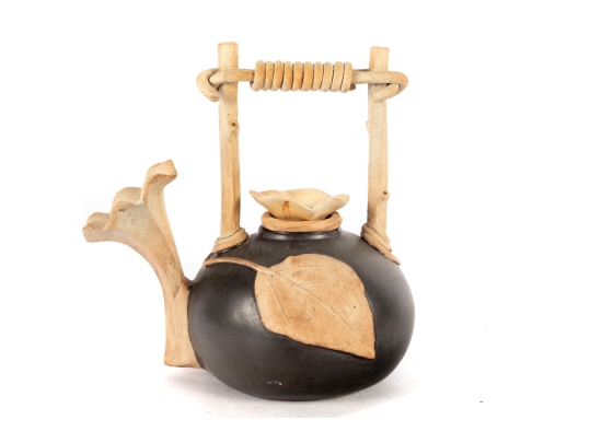 Studio Pottery Sculptural Bloom Motif Teapot