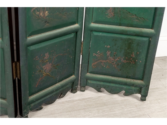 3ft Hand-Painted Chinese Four-Panel Folding Screen