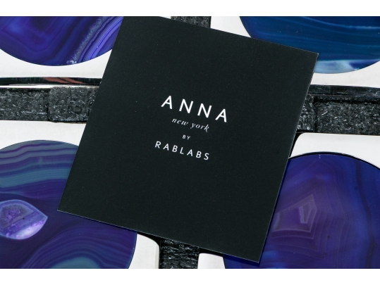 Boxed Set Of Four Anna New York By Rablabs Agate And Metal Coasters