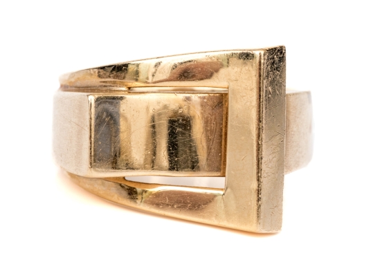 14k Yellow Gold Vintage Buckle Style Ring, Size 6.5-