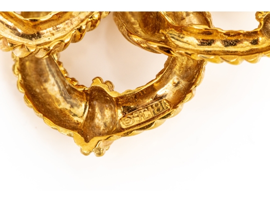 18k Yellow Gold Magnificent Ribbed And Beaded Knot Brooch/necklace Enhancer