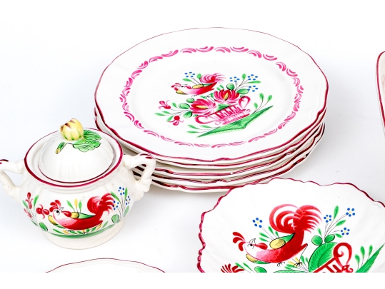 Thirty-One Piece French St. Clement Hand-Painted Ceramic Dining Service
