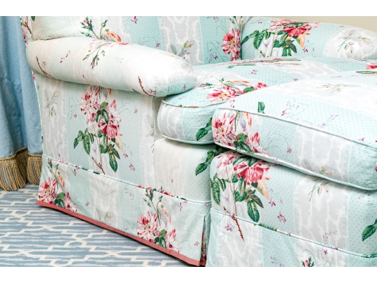 Pair Of Custom Upholstered Club Chairs And Ottoman