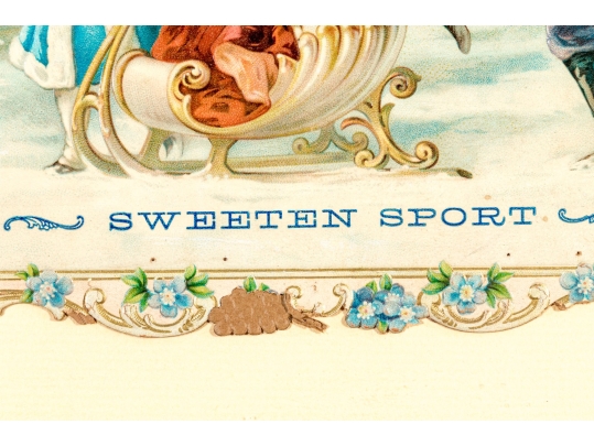 Antique Framed Color Candy Box Label, Kreischer's Candies, Sweeten Sport