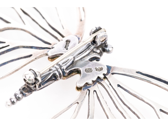 Sterling Silver And 18k Yellow Gold Striking Large Pierced Butterfly Brooch