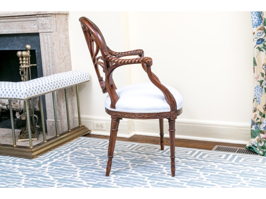 Exceptionally Carved Hepplewhite Style Open Armchair