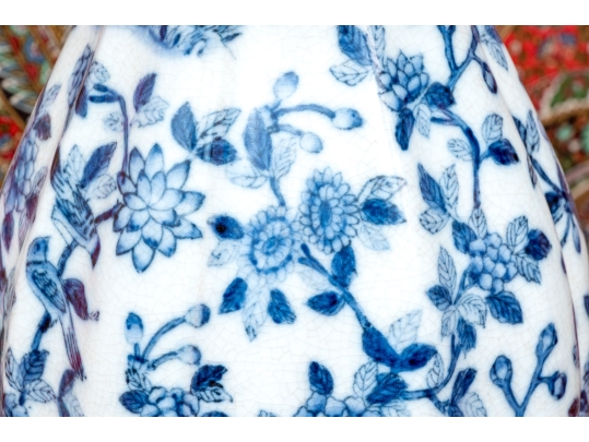 Pair Of Decorative Blue And White Porcelain Vases