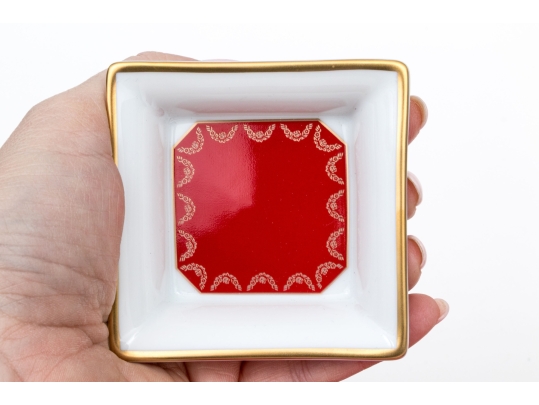 Cartier Pair Of Limoge Porcelain Trinket Trays, With Box