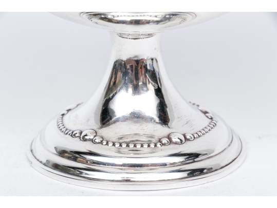Antique English Silverplate And Cobalt Glass Serving Bowl 