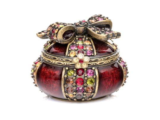 Jay Strongwater Pill Box With Bow, Boxed