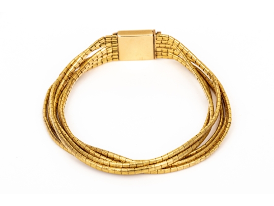 14k Yellow Gold Fun Vintage Flexible Multi Strand Omega Style Bracelet