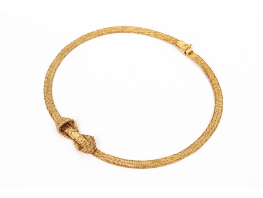 Tiffany & Co. Vintage 14k Yellow Gold Wonderful Vintage Mesh Knot Necklace, By Grosse Germany