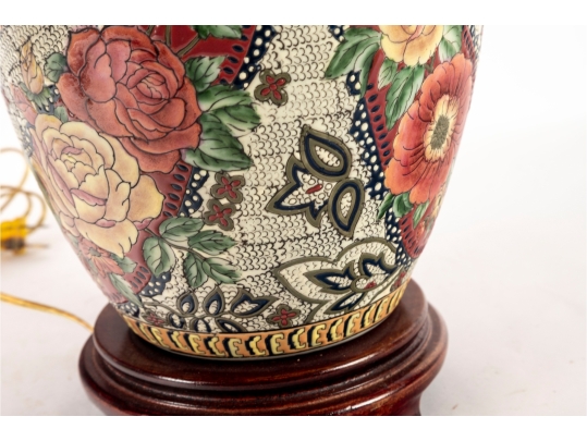 Colorful Floral Porcelain Table Lamp With Shade