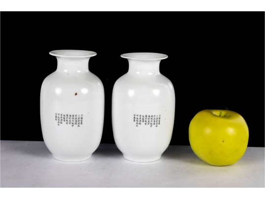 Pair Of Chinese Porcelain Vases With Lotus And Koi Design