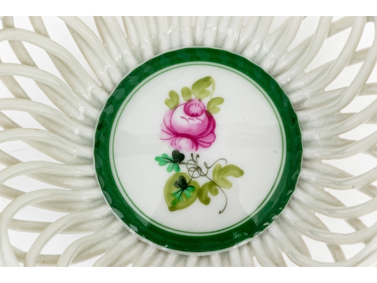 Herend Hungary Hand-Painted Porcelain Openwork Basket – Vienna Rose (VRH) Pattern