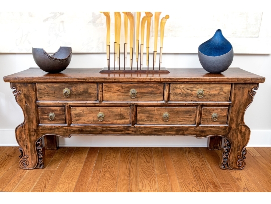 Chinese Carved Console Cabinet