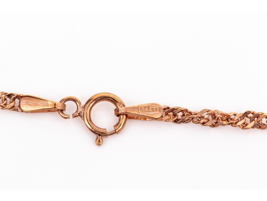 14k Gold Pretty Yellow And Rose Guardian Angel Pendant, With Chain