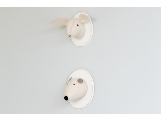 Two Restoration Hardware Baby & Child Felt Animal Heads