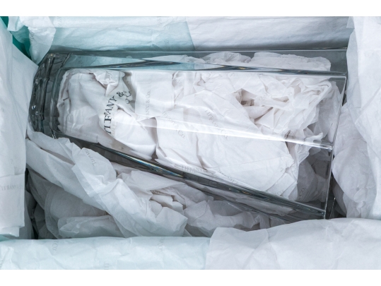 Tiffany & Co. Franck Lloyd Wright Crystal Octagonal Crystal Vase Boxed