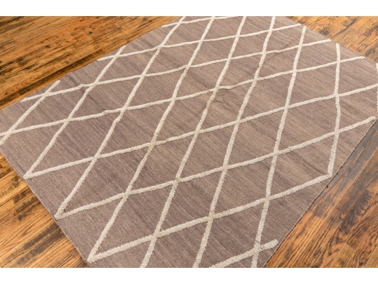 Hand Woven Wool Geometric Carpet, 7'-5