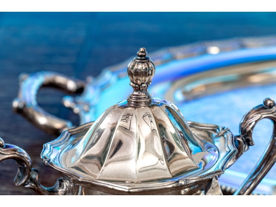 Five Piece Webster Wilcox International Silver Plated “English Flutes” Tea And Coffee Service