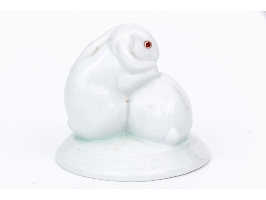 Herend Hungary Hand-Painted Porcelain Figure, Pair Of Rabbits