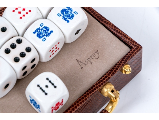 Vintage Asprey Cased Playing Card Set With Dice