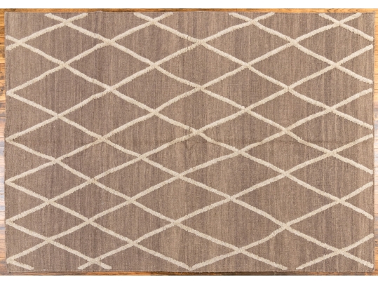 Hand Woven Wool Geometric Carpet, 7'-5