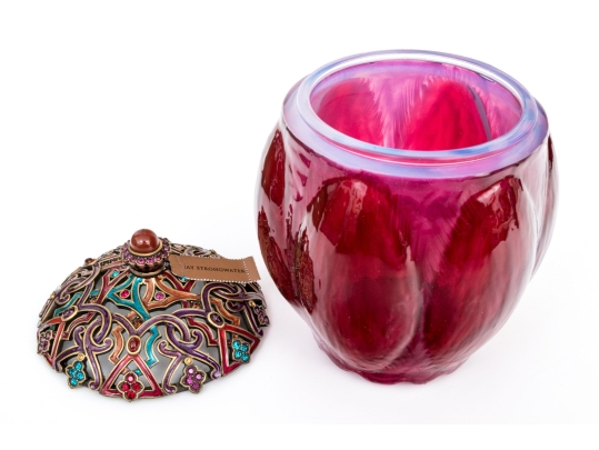 Jay Strongwater Large Arabesque Jar, Boxed