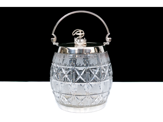 Antique Cut Glass And Silverplate Biscuit Jar