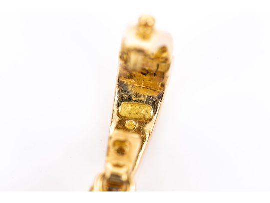 Gumps 18k Yellow Gold Classic Oval Black Onyx Ribbed Frame Pendant/enhancer