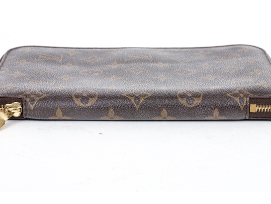 Louis Vuitton Brown Monogram Small Leather Zip Folio Pouch
