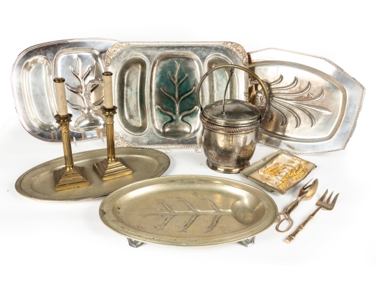 Collection Of Silver Plate And Brass Items