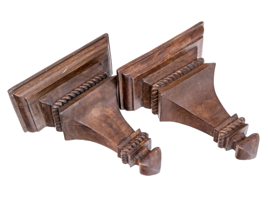 Quality Pair Of Carved Wall Bracket Shelves