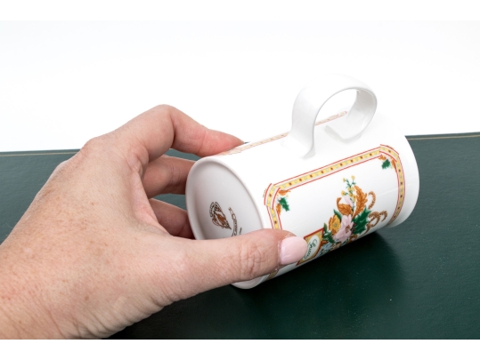 Gucci Vintage Set Of Six Bone China Christmas Themed Mugs, Boxed