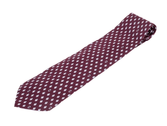 Gucci Burgundy And Grey Toned Patterned Silk Tie