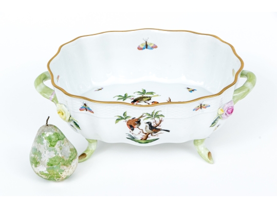 Herend Hungary Hand-Painted Porcelain Centerpiece Bowl, Rothschild Bird (RO) Pattern