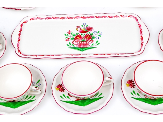 Thirty-One Piece French St. Clement Hand-Painted Ceramic Dining Service